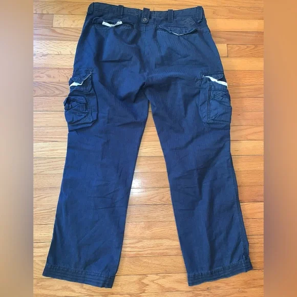 Vintage Polo Ralph Lauren Military Cargo Pants Cotton Blue Size 36x30 - Picture 5 of 5